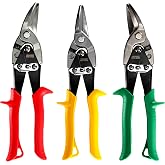 MIDWEST ToughCut Aviation Snips, Left, Right, &amp; Straight Cut, Tinner Snips | Metal Cutting Shears, Alloy Drop Forged Steel Blades, Non-Slip Grip, Serrated Cutting Edges, Cuts Most Metal - MWT-2616RLS