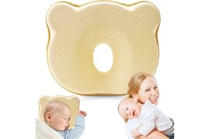 CMJ PRO Premium Unisex Memory Foam Portable Baby Pillow Hypoallergenic Prevent Flat Head Neck Support for Infant Sleeping Soft and Cozy Breathable for Bebe Travel