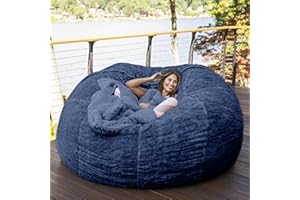 TRAVEVA Big Huge Giant Bean Bag Chair for Adults, (No Filler) Bean Bag Chairs in Multiple Sizes and Colors Giant Foam-Filling Required- Machine Washable Covers, Double Stitched Seams (Blue,6FT)