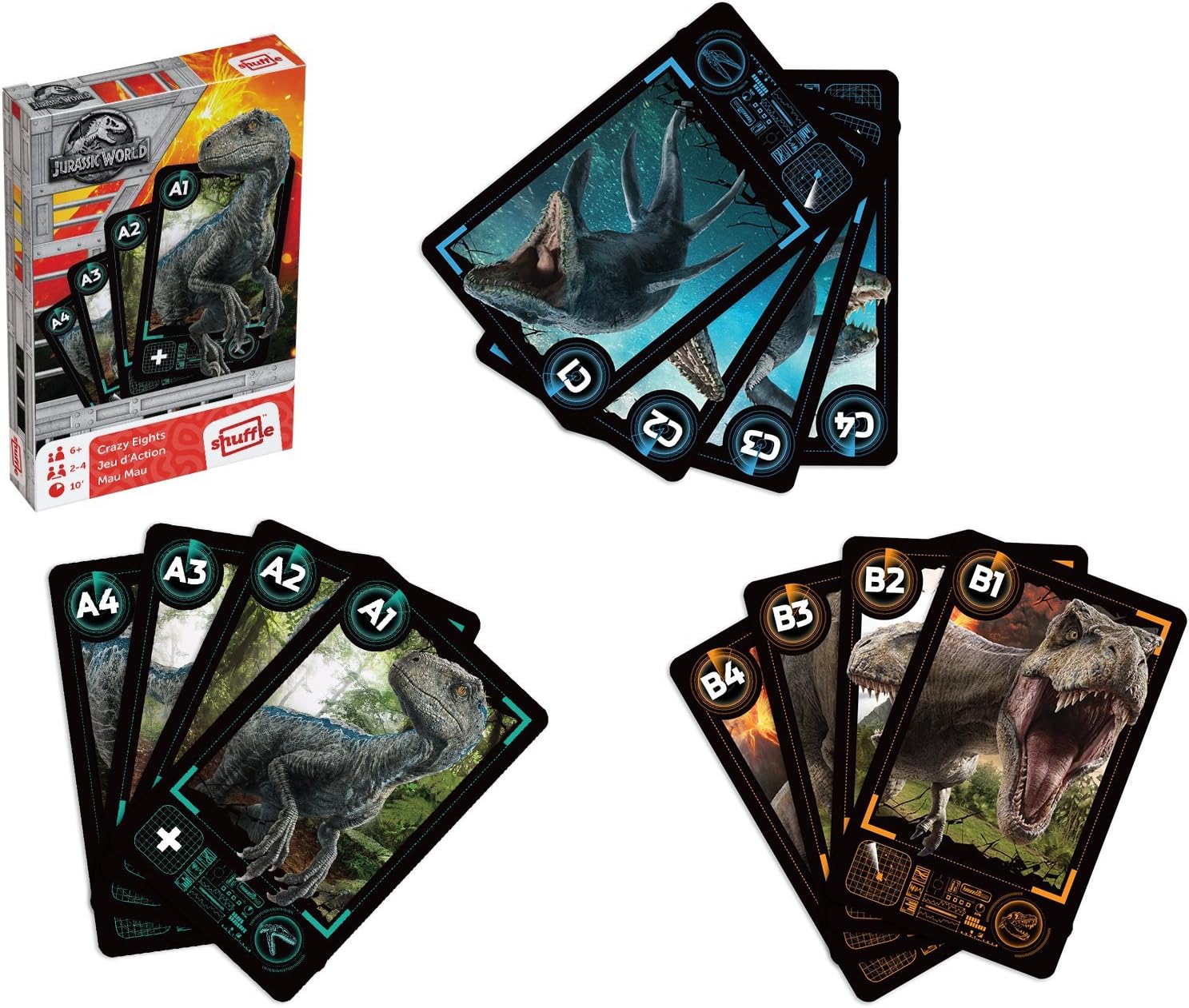 Cartamundi 108420928 Jurassic Park/World Crazy Eights Game, Multi, Multicolor - Image 3