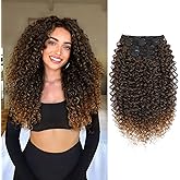 Molefi Curly Clip in Hair Extensions Clip Ins for Women,6PCS Deep Wave Protein Silk Hair Extensions Natural Soft Long-lasting Curl, Beginner-Friendly