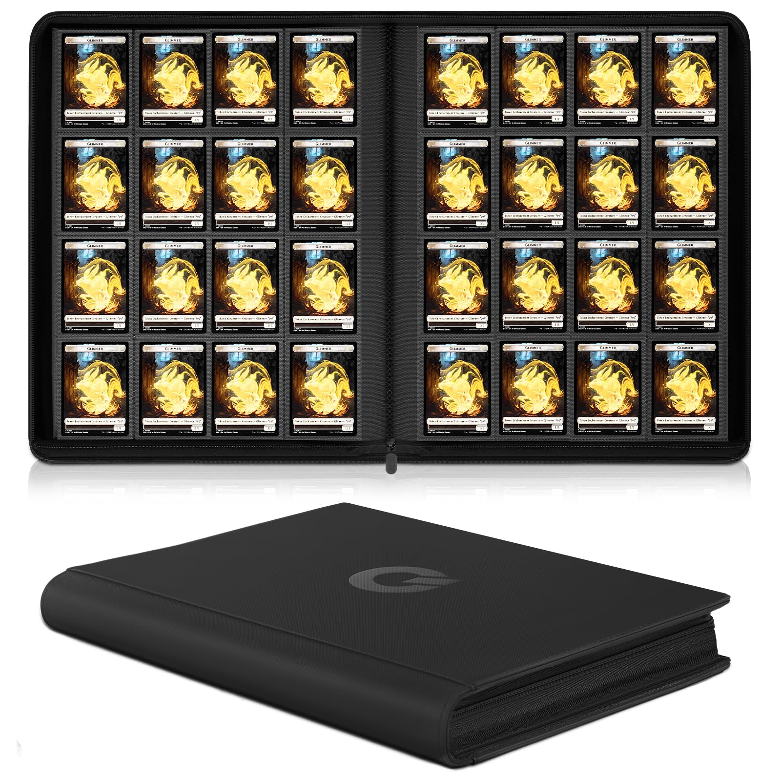 Photo 1 of Qurhafoo 1024 Pocket Trading Card Binder Compatible with Pokemon TCG MTG Baseball Sports Cards, Trading Card Side Loading Zip Binder, Premium leather Card Collection Storage Binders