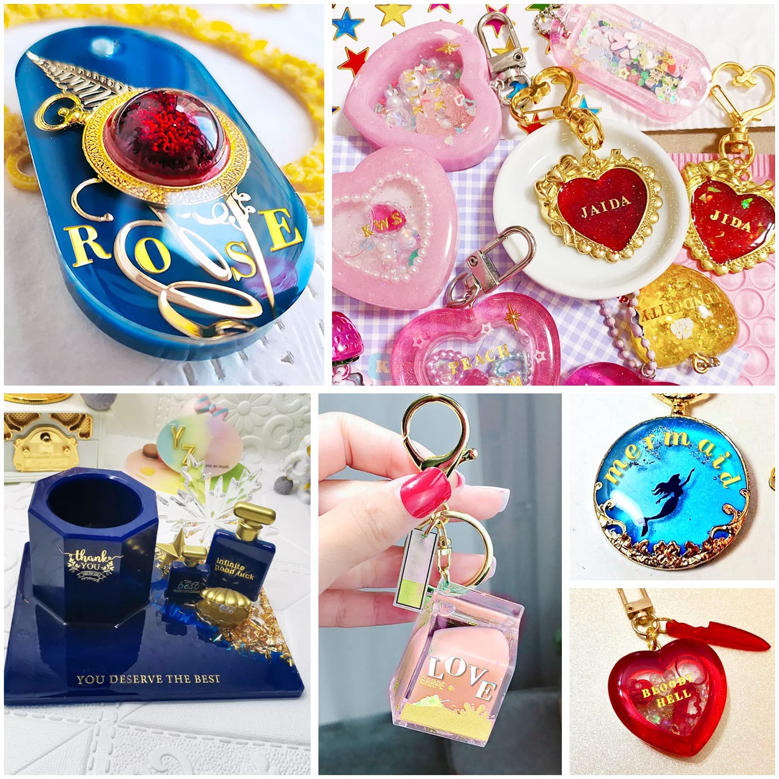 AIERSA Small Letter Stickers for Resin Scrapbook Supplies, Alloy Alphabet Number Stickers, Self Adhesive, Glitter Gold and Silver, 3mm and 4.5mm Tall, 12 Sheets