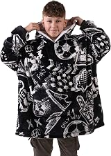The Big Softy The Big Softy Kids Blanket Hoodie Graphic Football Black