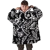 Sports Blanket Hoodie Men & Kids, Oversized Wearable Blanket Kids, Teens, Adults, Soccer & Basketball Hoodie Blanket for Boys
