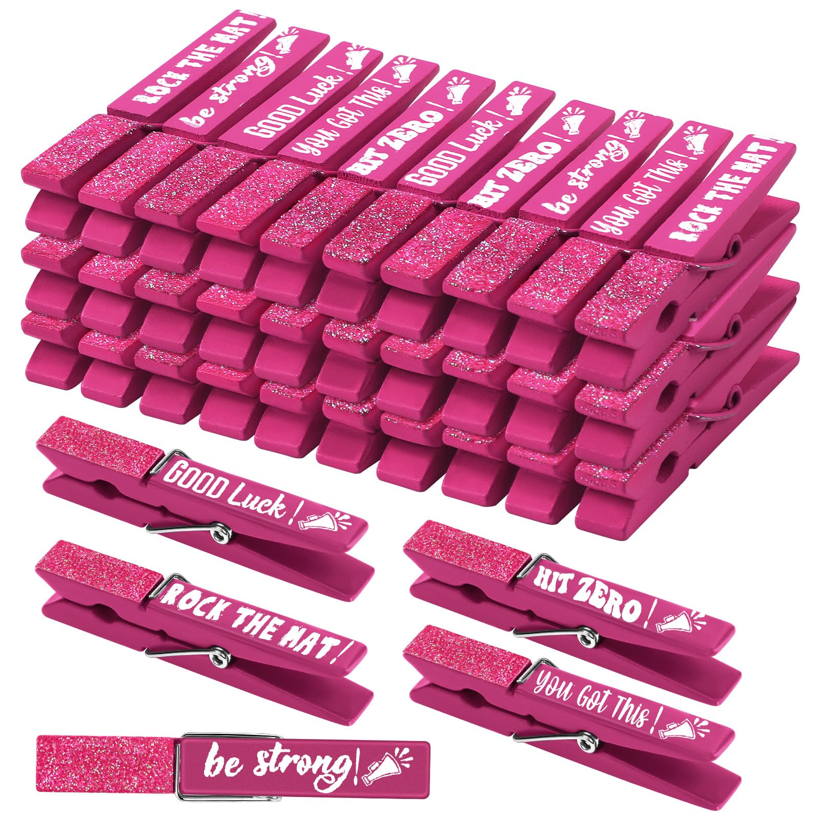 Photo 1 of Kigeli 30 Pcs Spirit Clips Cheer Pins Cheerleader Gifts Clothes Pins for Backpacks Competition Glittered for Team Cheer Gifts Stuff Supplies Party Favors Accessories Bulk(Pink,Shiny)