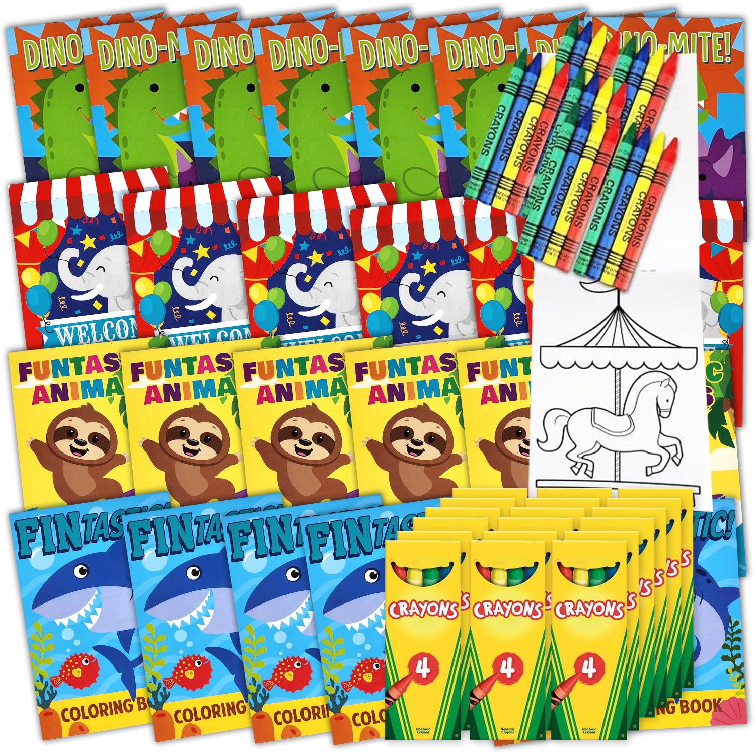 Photo 1 of Bulk Coloring Books For Kids (72 Pack) Mini Coloring Books & Crayons, Party Favors, Fun Activity, Giveaways, Mini Travel Books | Assorted Designs