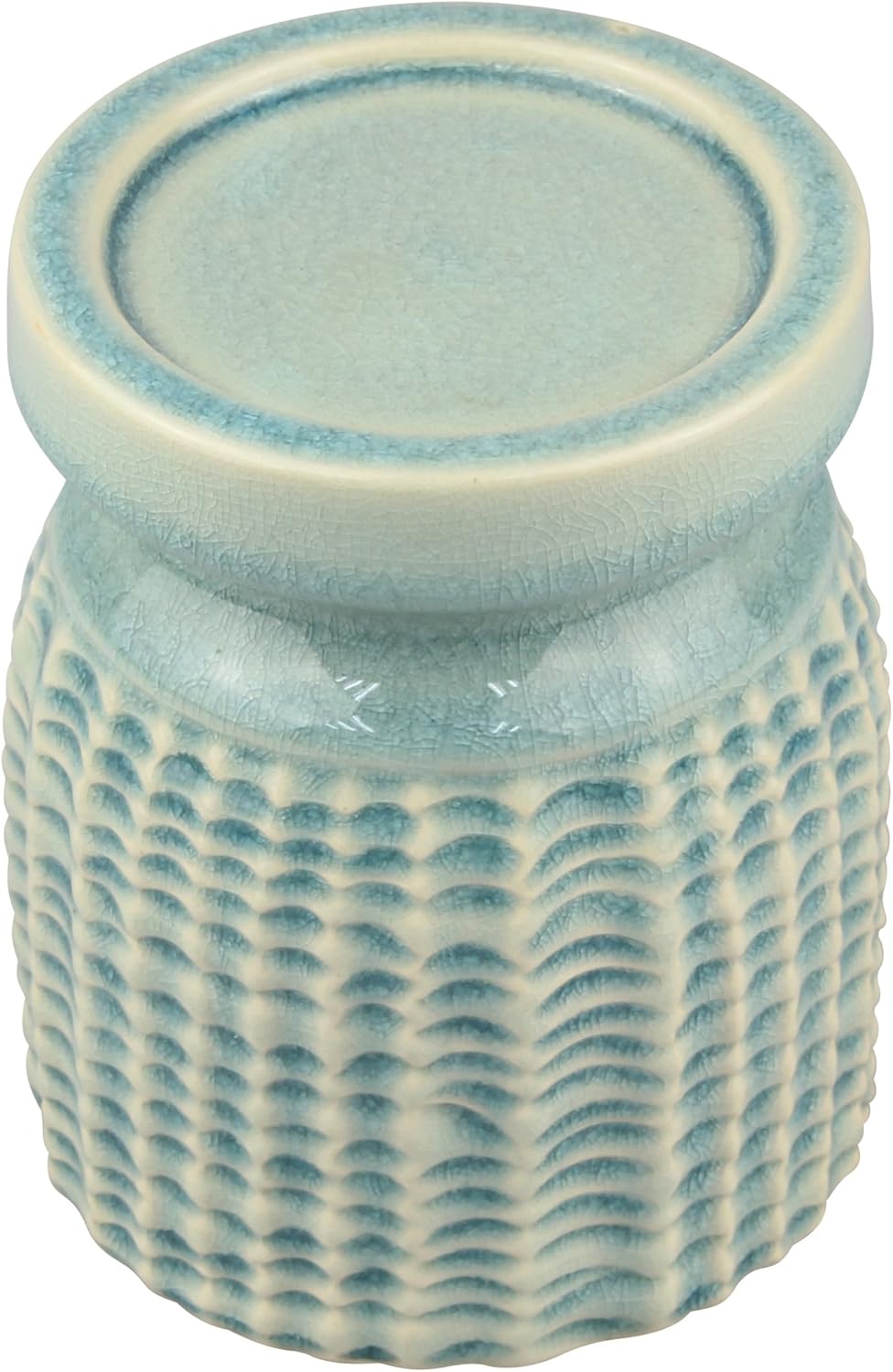 Stonebriar Decorative Textured Pale Ocean Ceramic Pillar Candle Holder, Coastal Home Decor Accents, Beach Inspired Design for the Living Room, Bathroom, or Bedroom of your Seaside Cottage Decor: Home & Kitchen