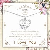 Myfresty 925 Sterling Silver Necklace for Mom/Daughter/Granddaughter/Grandma/Sister I Love You Heart Pendant Shiny Cubic Zirconia Jewelry Gifts for Women Birthday Wedding Anniversary Mother's Day