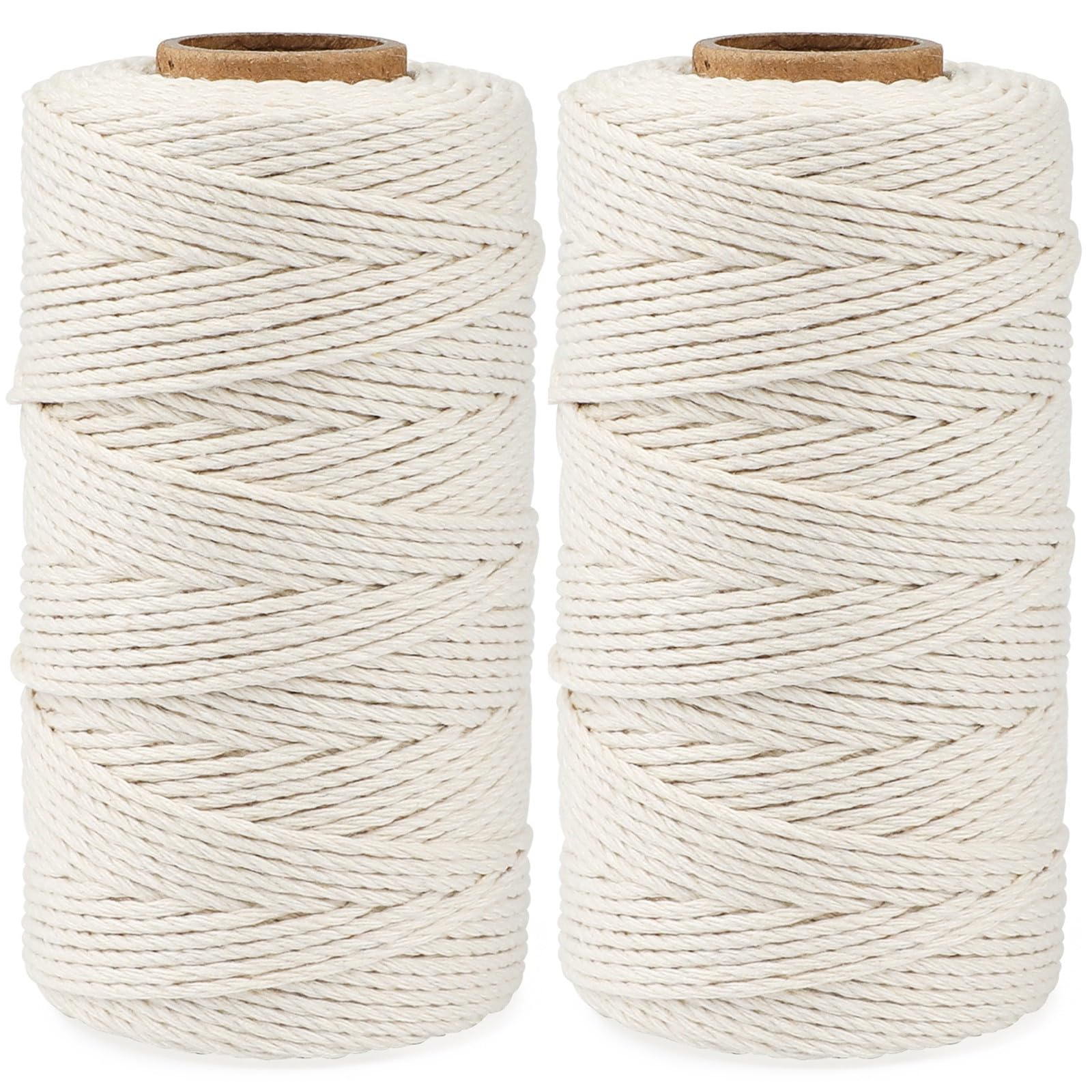KINGLAKE 2x100m Beige Cotton String, 2mm Butchers Kitchen String Bakers Twine for Cooking Meat, Crafts, Gift Wrapping, Gardening