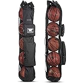 Fitdom Heavy Duty XL Basketball Mesh Equipment Ball Bag w/Shoulder Strap Design for Coach with 2 Front Pockets for Coaching & Sport Accessories. This Team Tube Carrier Can Store Up to 5 Basketballs