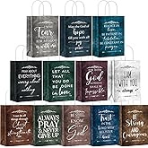 Skyygemm 36 Pcs Christian Gift Bags Bulk Religious Bible Verse Treat Bags with Handles Inspirational Scripture Church Gifts for Women Men Christian Valentine's Day Easter Church Party Favors