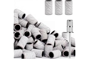 ZABOUL 120Pcs Nail Drill Bits Sanding Bands with Nail Drill Bits, Professional Sand Band 180# Fine Grit Nail File Sanding Bands for Acrylic Nails Manicures and Pedicure