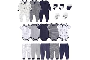 falianni Baby Boy Girl 18 Pack Layette Set Cotton Infant Unisex Clothes and Accessories New born Essentials Clothing Sets