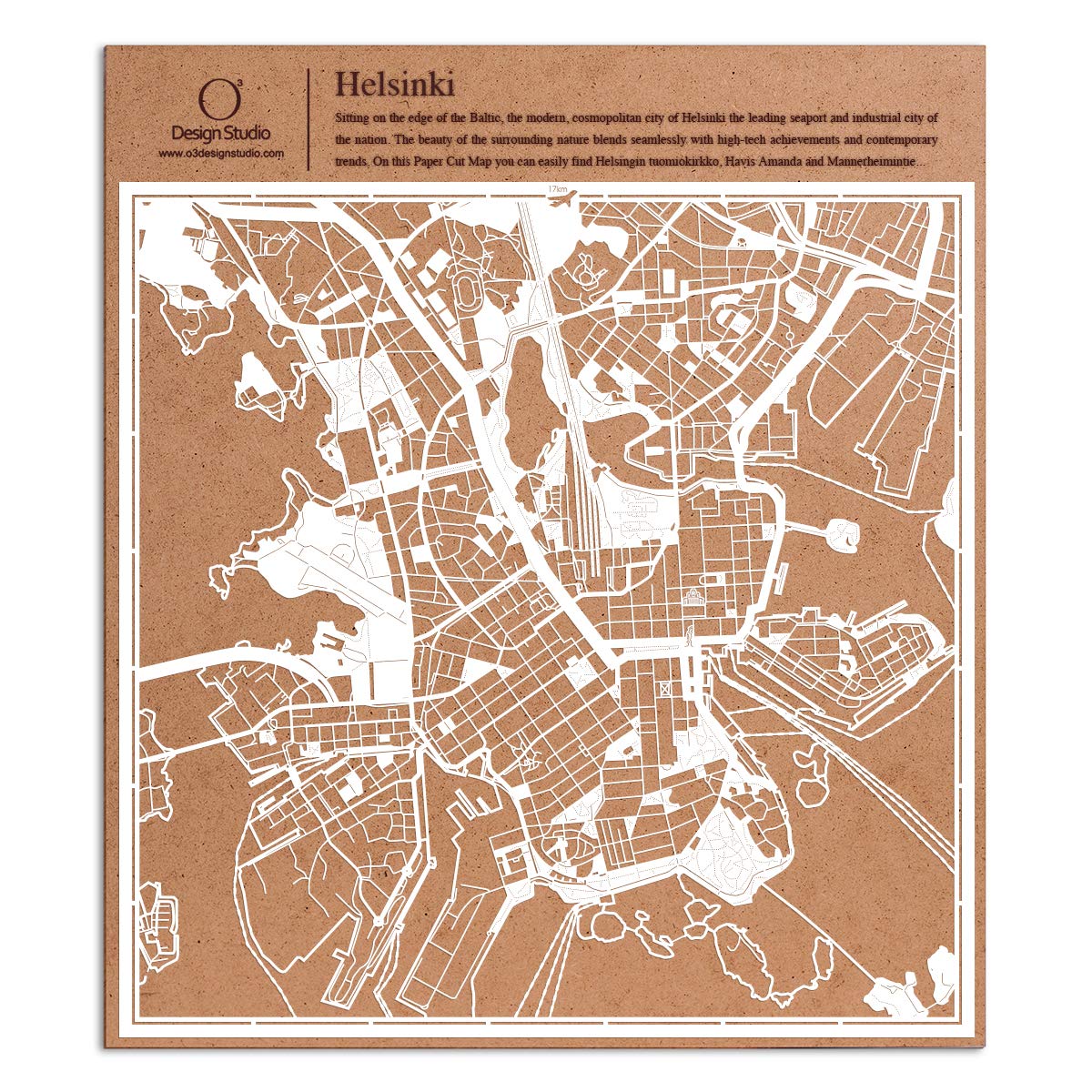Paper Cut Map Helsink White 12x12 inches Paper Art