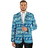 Offstream Men's Christmas Blazer - Ugly X-Mas Holiday Print Outfit - Only Suit Jacket