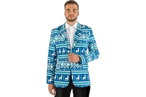 Offstream Men's Christmas Blazer - Ugly X-Mas Holiday Print Outfit - Only Suit Jacket