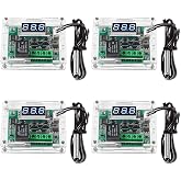 hiBCTR 4-Pack W1209 Digital Temperature Control Board with Case, 12V DC | -50 to 110C range, 10A single channel relay, waterproof, EEPROM storage for settings memory