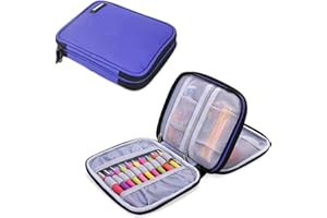 Damero Crochet Hook Case, Organizer Zipper Bag with Web Pockets for Various Crochet Needles and Knitting Accessories, Well Made and Easy to Carry, Medium, Blue Violet (No Accessories Included)