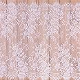 Eyelash Lace Fabric White Lace Table Runner Wedding Party Xmas Lace Fabirc (29" W x 3 Yards, White)