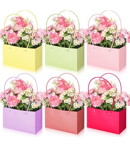 Aazon.co: Glenal 12 Pcs Kraft Paper Flower Gift Box Bouquet Bags Rectangle Flower Waterproof - View #2