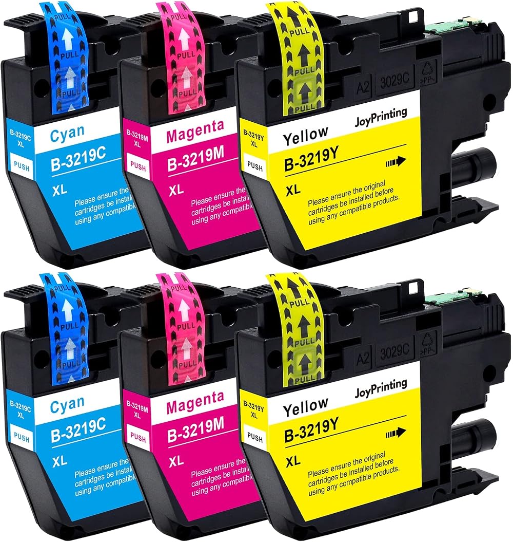 JoyPrinting LC3219XL Ink Cartridges 6 Pack Cyan Magenta Yellow for Brother