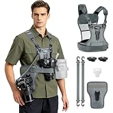 FOMITO Dual Camera Harness, Multi Carrying Radio Chest Vest System | For Mountaineering/Wedding Photography/Travel Scenarios, Compatible with Canon, Nikon, Panasonic, Olympus and Sony