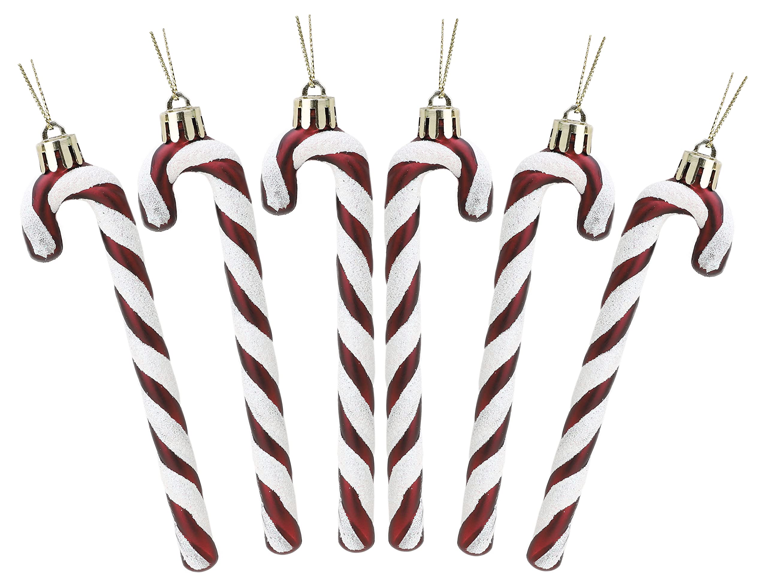 Christmas Concepts® Pack Of 6-13cm Glitter Candy Cane Christmas Tree Decorations (Rioja Red)