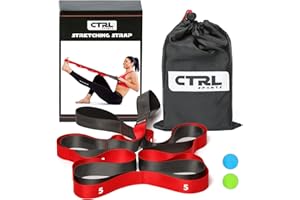 CTRL SPORTS Stretching Strap with Loops - Non Elastic Stretch Band for Physical Therapy, Yoga Strap for Stretching Equipment, Stretch Bands for Exercise and Flexibility - Fascia, Hamstring & Leg Stretcher Belt