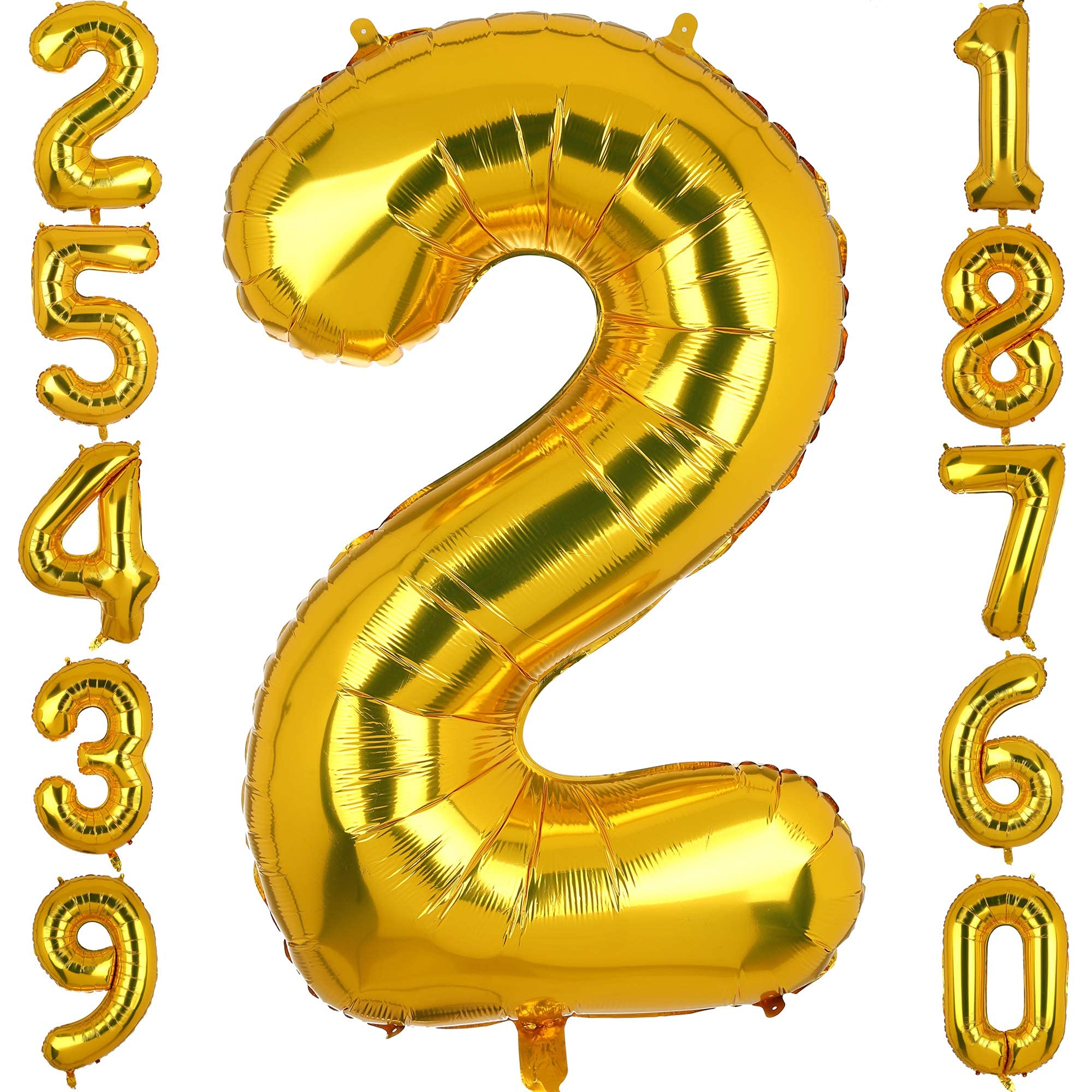 40 Inch Large Foil Number 2 Balloons Gold Big Mylar Helium Balloon Birthdays Party Decorations Supplies