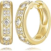 Gold Hoop Earrings 14K Gold Earrings for Women with Cubic Zirconia in Various Shapes and Sizes Statement Earring for Womens