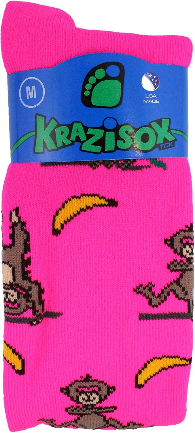 TCK Monkeys and Bananas (Pink, Medium) : Athletic Socks : Clothing