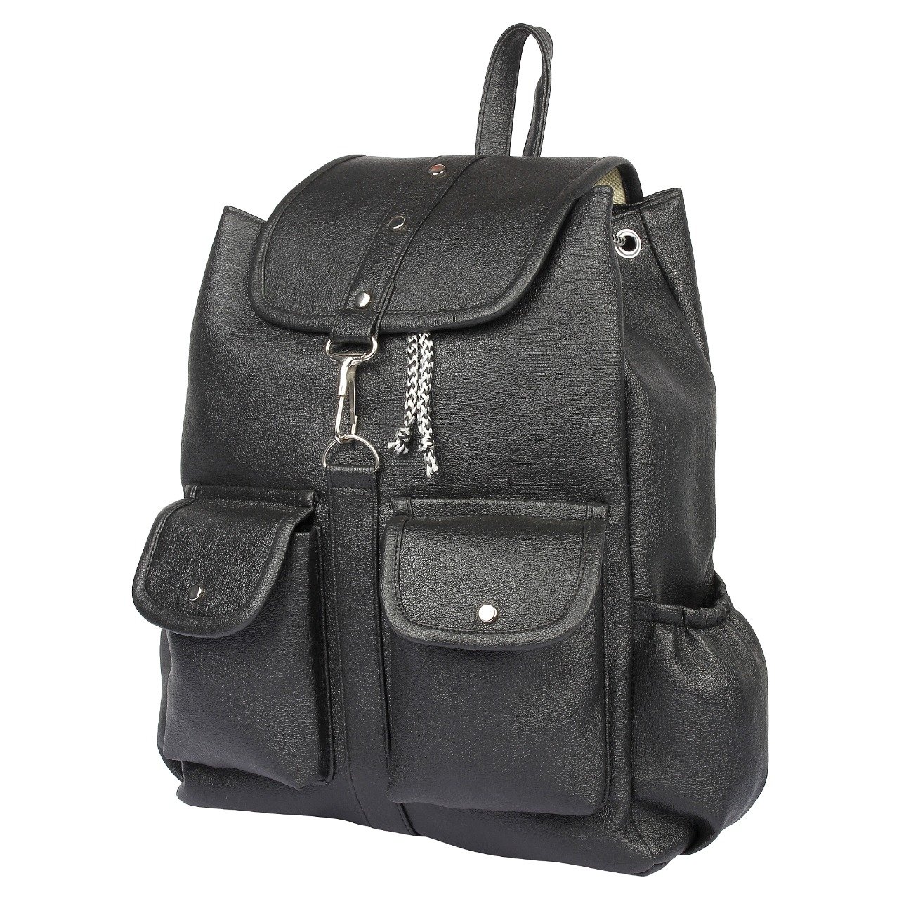sahal fashion pu black women's backpack