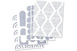 SHYJSHYJ 14 Inch (4 Pack) Abstract Geometric Wall Stencils for Painting Large Pattern on Wall, Wood, Canvas, Concrete Stencils for Patio, Reusable Template for Boho Painting Accent Wall Décor