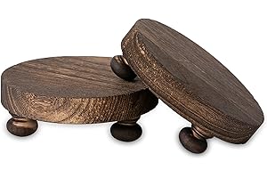 Romadedi Farmhouse Wood Riser Display Stand - 2pcs 4.7 Inch Pedestal Stand Rustic Decor Mini Wooden Plant Riser Candle Tray D