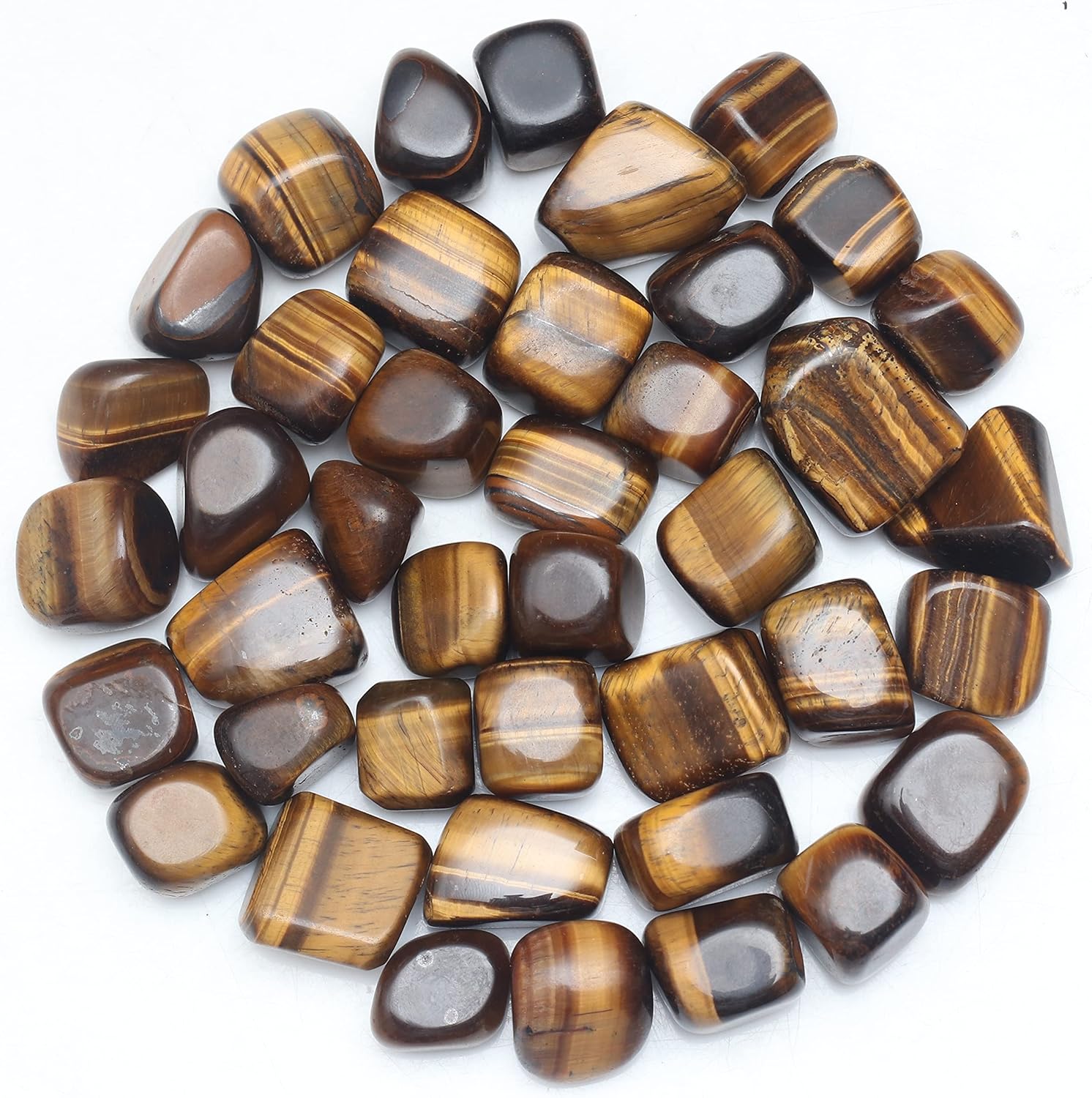 Indoor Fountains & Accessories - ZAICUS 1lb Tiger Eye Tumbled Stones | Polished Crystals Healing | Natural Stones | Feng Shui | Chakra Balancing | Good Luck | Reiki Gift | Home Decor | Size 20-25 mm
