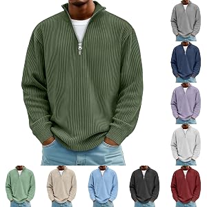 Quarter Zip Pullover Men Ribbed Vintage Corduroy Mock Neck Sweatshirts | 1/4 Zipper Sweatshirts Fall Spring Long Sleeve Stand