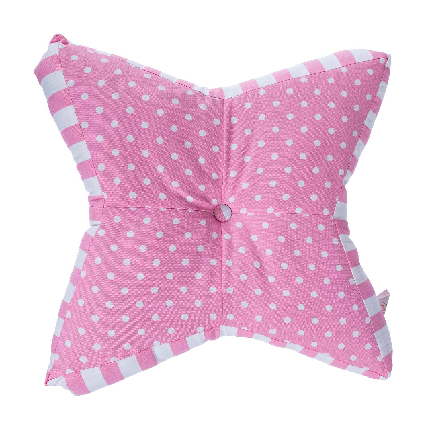 HOMESCAPES Pink Star Floor Cushion Large Decorative Children’s & Garden Seat Pad with Polka Dot Pattern, Pre-Filled 100% Cotton Indoor and Outdoor Cushion, 48cm