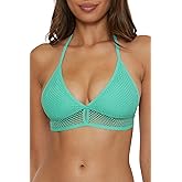 BECCA Women's Network Halter Bikini Top, Adjustable, Tie Back, Swimwear Separates