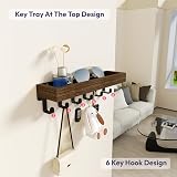 SW TYMIKI Key Holder with Wood Tray 6 Hooks Wall Mounted Organizer view 2