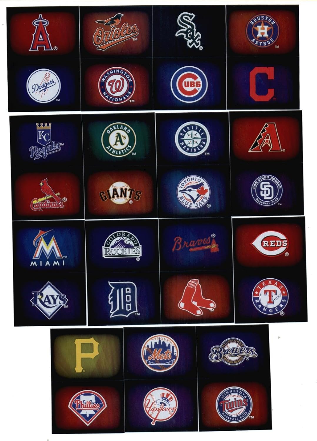 2014 Topps Baseball Stickers Team Logos Sticker Set (15 stickers, 2