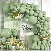 114pcs Sage Green Balloons Different Sizes, 18 12 10 5 inch Matte Olive Green Balloons Garland Arch kit for Woodland Baby Shower Jungle Birthday Boho Wedding Decor