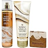 Bath & Body Works Warm Vanilla Sugar - Duo Gift Set - Fine Fragrance Mist and Body Cream With a Yamma Jamma Bar Soap