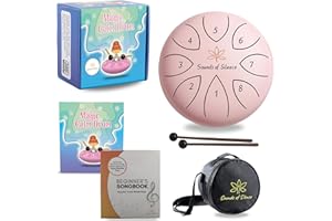 SOUNDS OF SILENCE Steel Drum | Handpan 6 Inch 8 Notes with Storybook and Songbook | Magic Calm Drum | Kids Musical Instruments for Ages 3–8 | Anger Management Toys | Music Gifts (Pink)