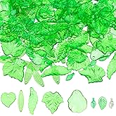 WJIAAA 420 Pcs Green Acrylic Leaf Beads, Transparent Plant Charms, Maple Leaf Pendants for DIY Jewelry Making Crafts, Necklace Earring Bracelet Decor