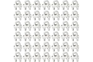MAHIONG 50 Pack 5/16 Inch M8 Wire Rope Clamp, Zinc Plated Wire Rope Clip, Carbon Steel Cable Clamps, U Bolt Saddle Fastener Clothesline Tightener, Silver