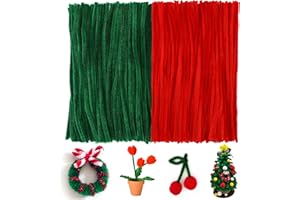 jijAcraft 200Pcs Red Green Pipe Cleaners - Christmas Pipe Cleaners, 12Inch Crafting Chenille Stems for DIY Crafts, Home Arts, New Year Decor