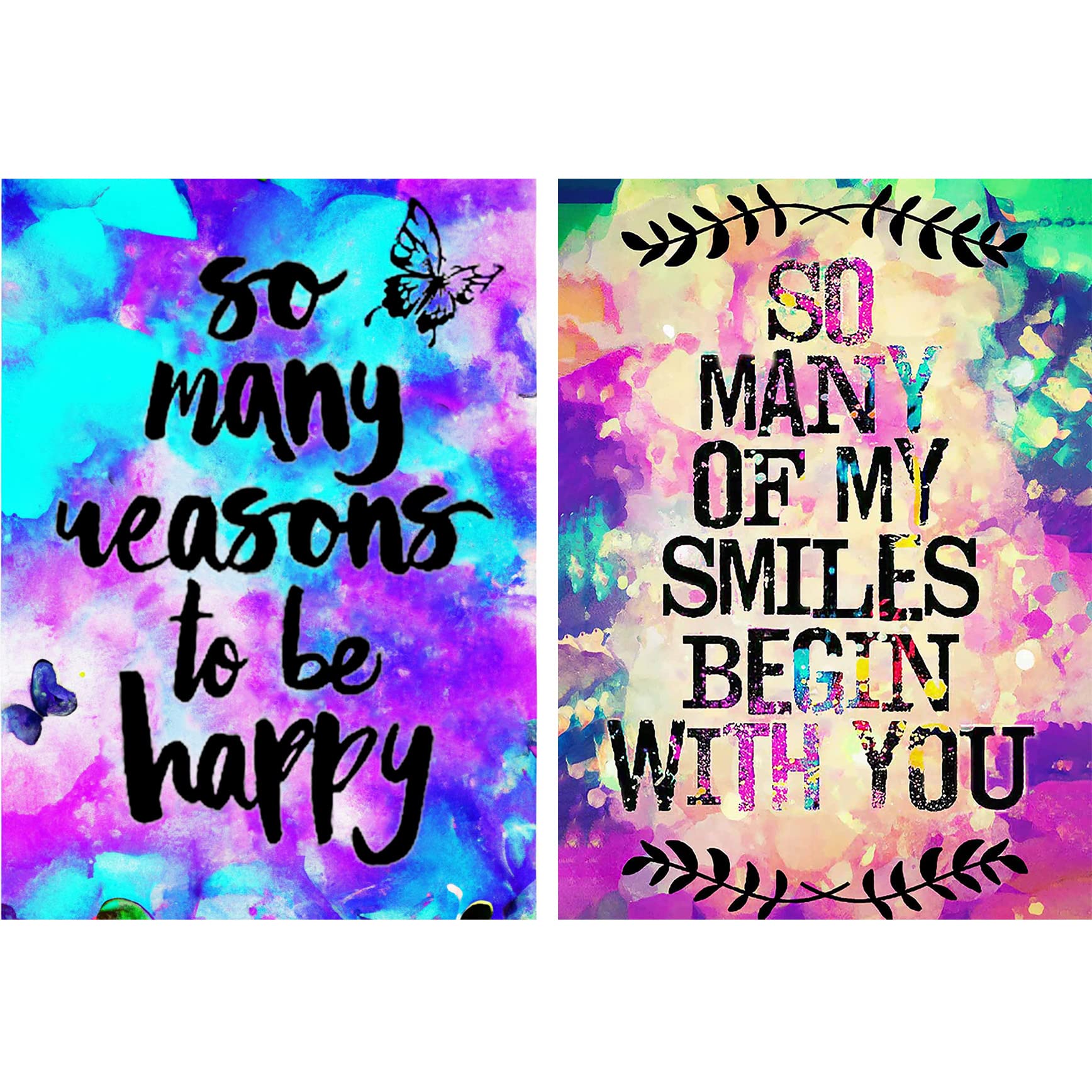Ginfonr 5D DIY Diamond Painting Full Drill Colorful Letter by Number Kits, So Many Seasons to be Happy & So Many of My Smiles Begin with You Paint with Diamonds Art (12 x 16 inch, 2 Pack)