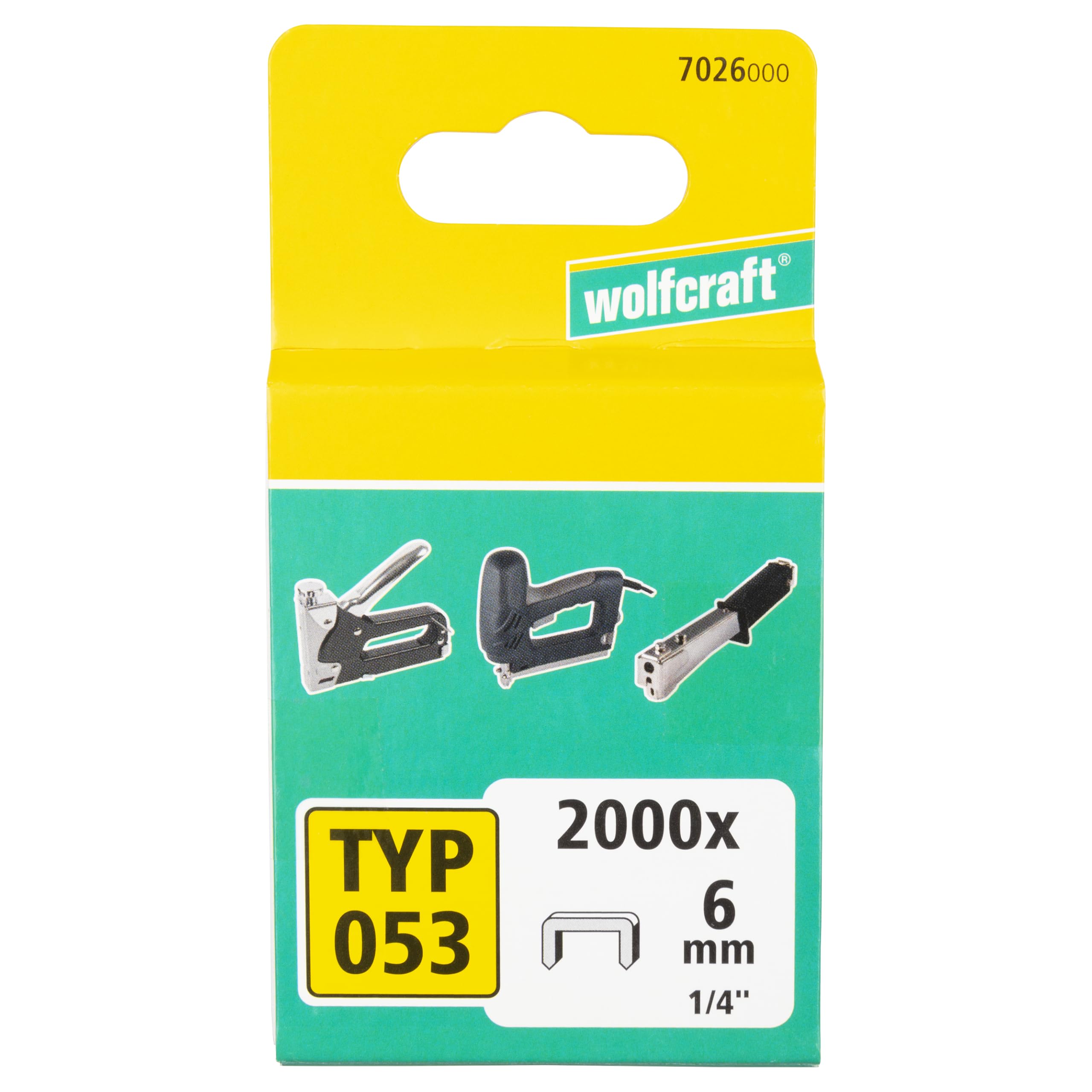 wolfcraft 2,000 Broad Back Staples, Extra Hard Steel, Type 053, 6 mm I 7026000 I Ideal for fastening fabric, textiles and thin strips of wood