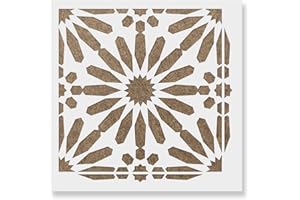 STENCIL REVOLUTION Nilah Tile Stencil - Large Floor Stencil, Bathroom Stencil, Ceramic Tile Stencil, Floor Tile Stencils, Kitchen Stencils